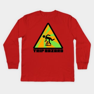 Green Trip Hazard Psychedelic Warning Sign Kids Long Sleeve T-Shirt